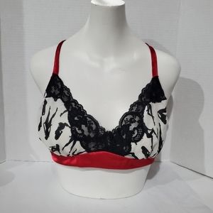 Pamela Anderson Intimates Pin-Up Girl Print Lace Bra Size Large Y2K Vintage Pam